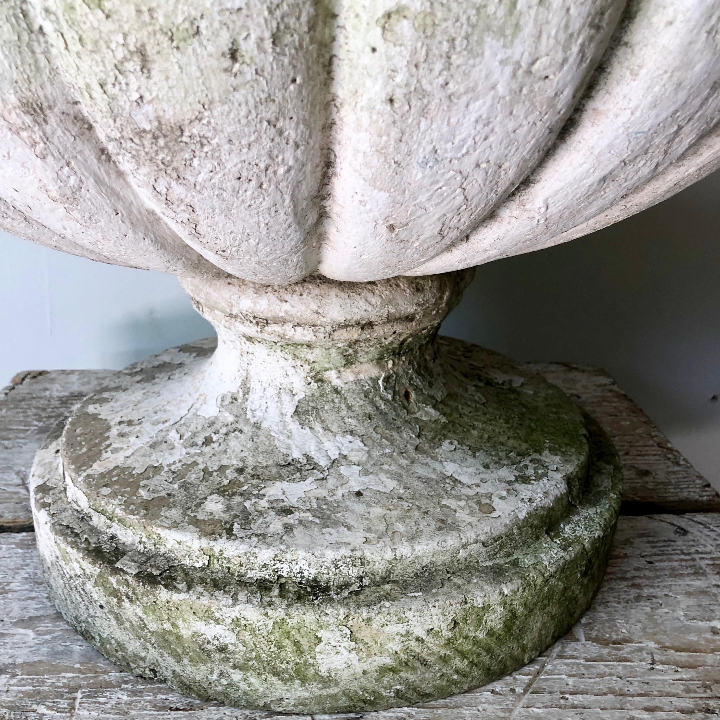 French Large 19th Century Two-Piece Patinated and Weathered Stone Jardinière For Sale