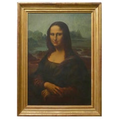 Grande peinture à l'huile française du 19ème siècle non signée, étude d'une femme italienne