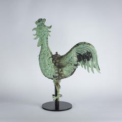 Large 19th Century Verdigris Cockerel Weather Vane