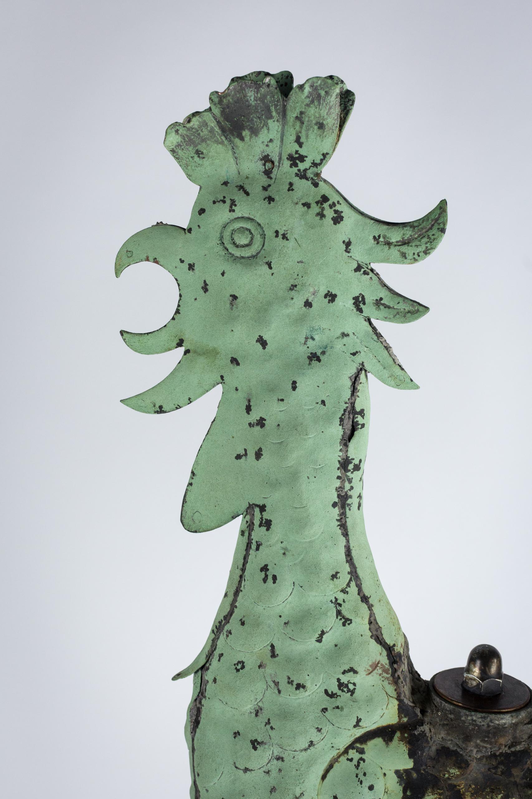 Grande banderuola a forma di galletto in Verdigris del XIX secolo In condizioni discrete in vendita a Pease pottage, West Sussex