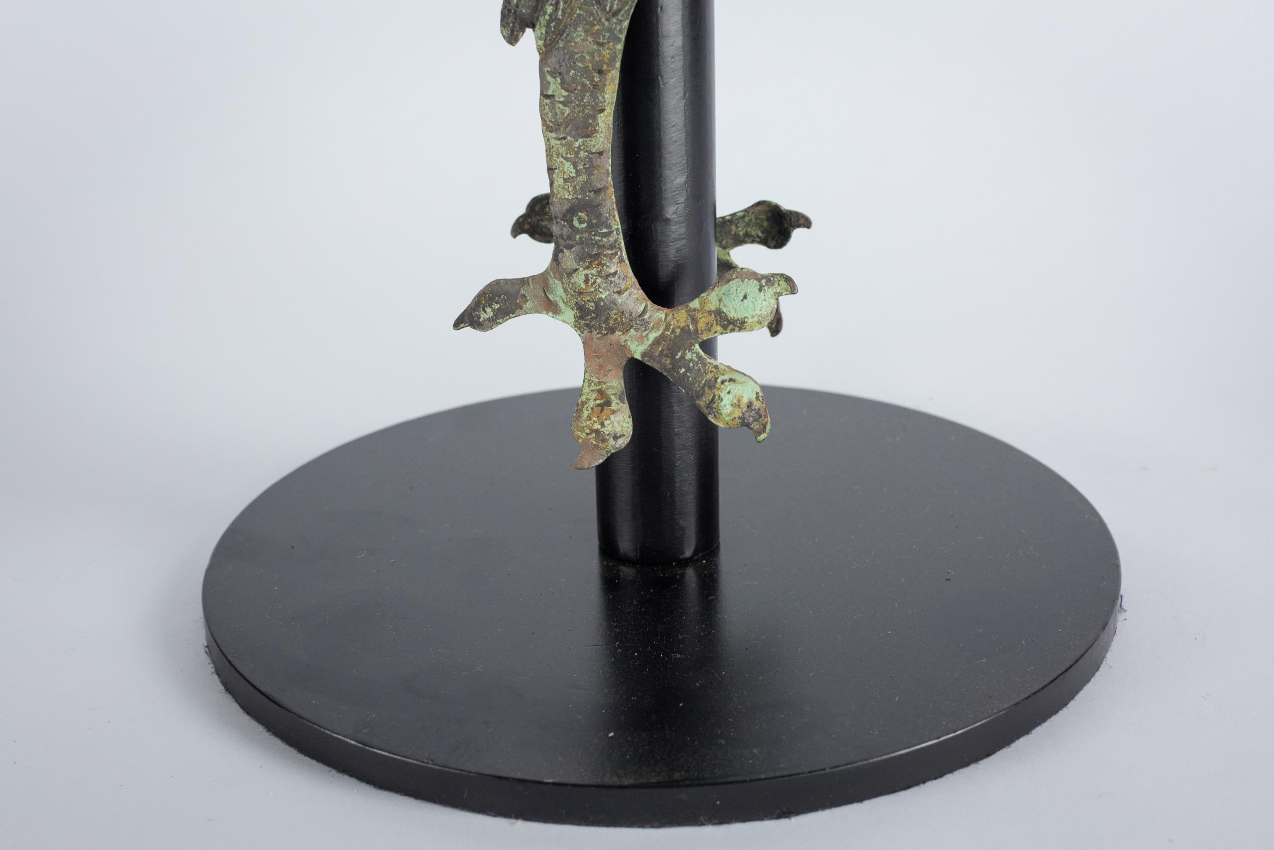 Grande banderuola a forma di galletto in Verdigris del XIX secolo in vendita 2