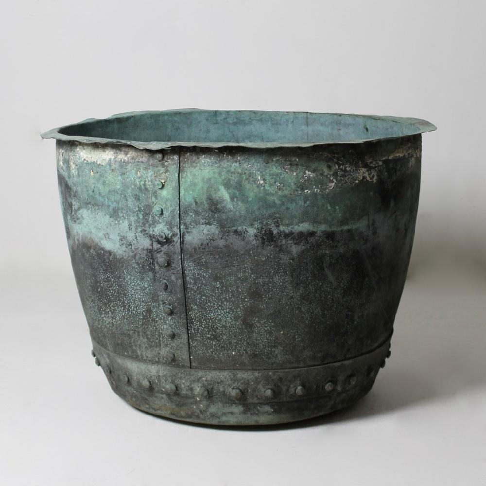 Victorian Large 19th Century Verdigris Copper Planter or Log Bin