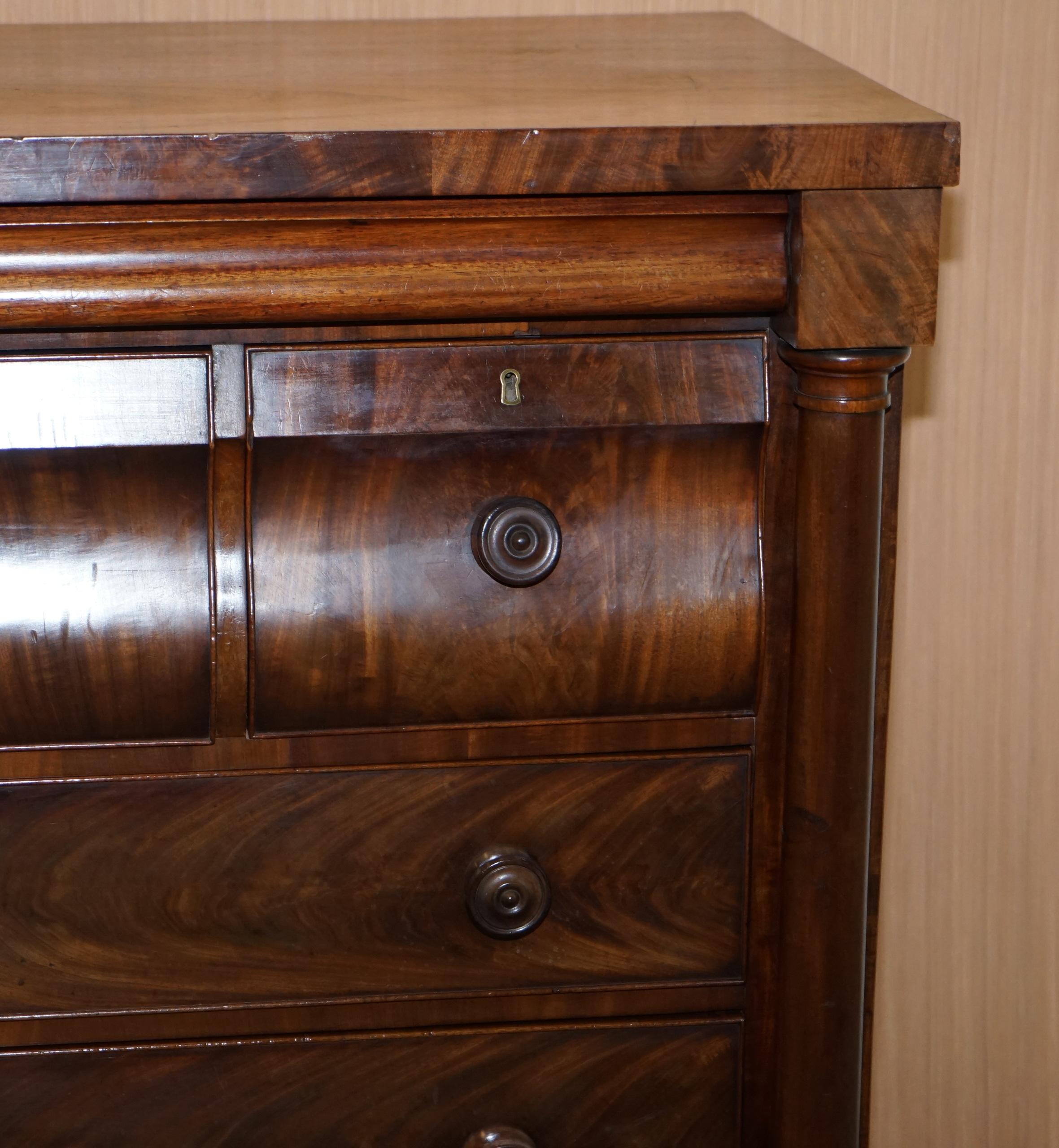 Large 19th Century Victorian Flamed Mahogany Chest of Drawers Stunning Timber 4