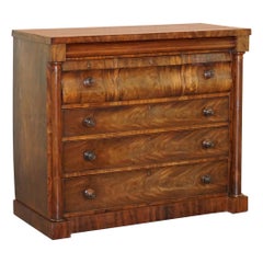 Large 19th Century Victorian Flamed Mahogany Chest of Drawers Stunning Timber