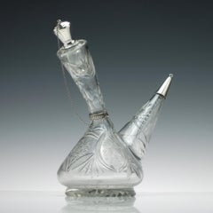 Large 19th Century Victorian Glass Porron Decanter, circa 1880