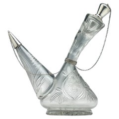 Large 19th Century Victorian Glass Porron Decanter, circa 1880