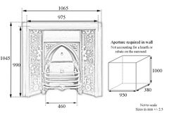 Large 19th Century Victorian Gothic Cast Iron and Tiled Fireplace Insert
