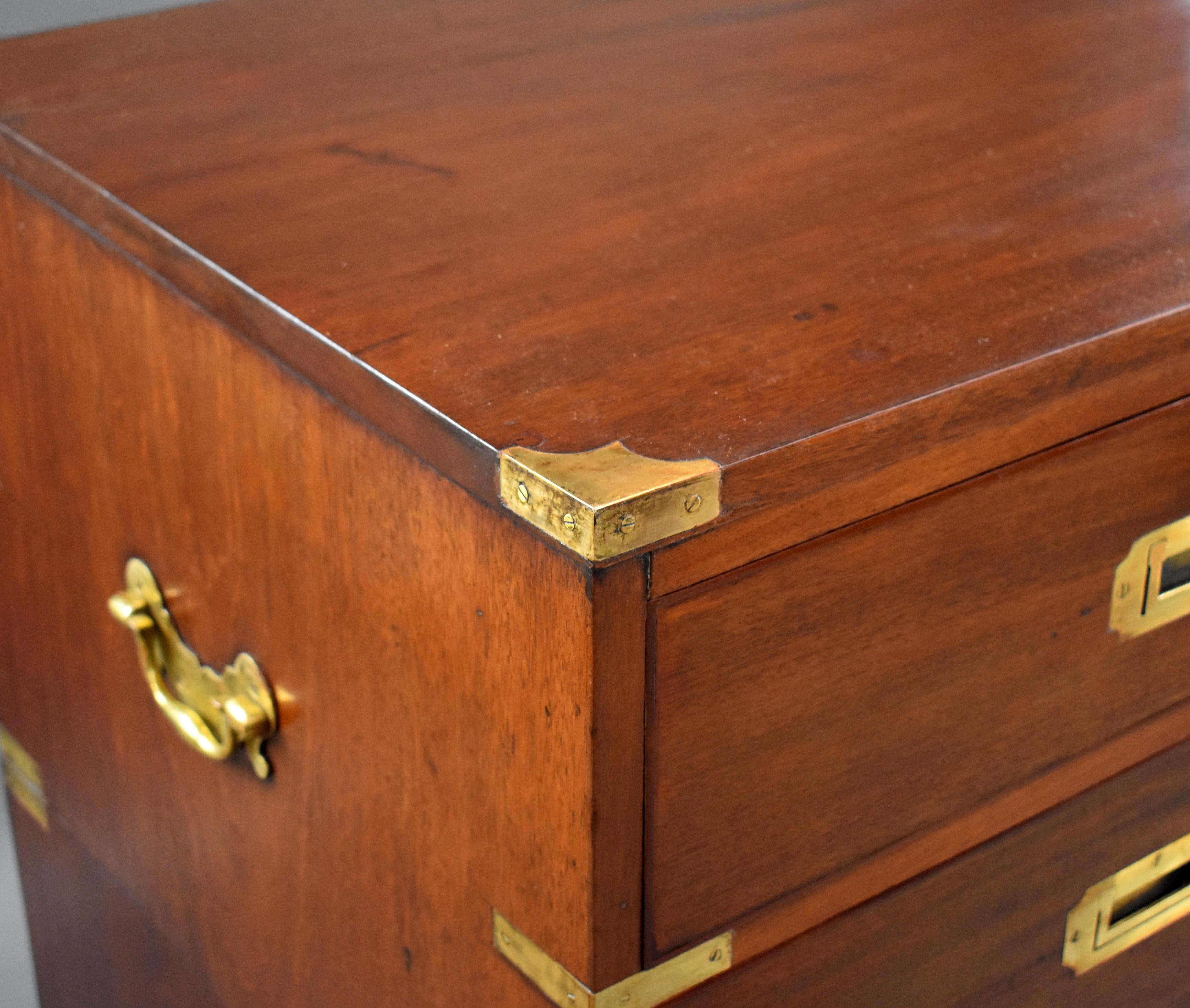 Large 19th Century Victorian Mahogany Campaign Style Chest 5