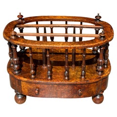 Antique Large 19th Century Victorian Period Burr Walnut Canterbury