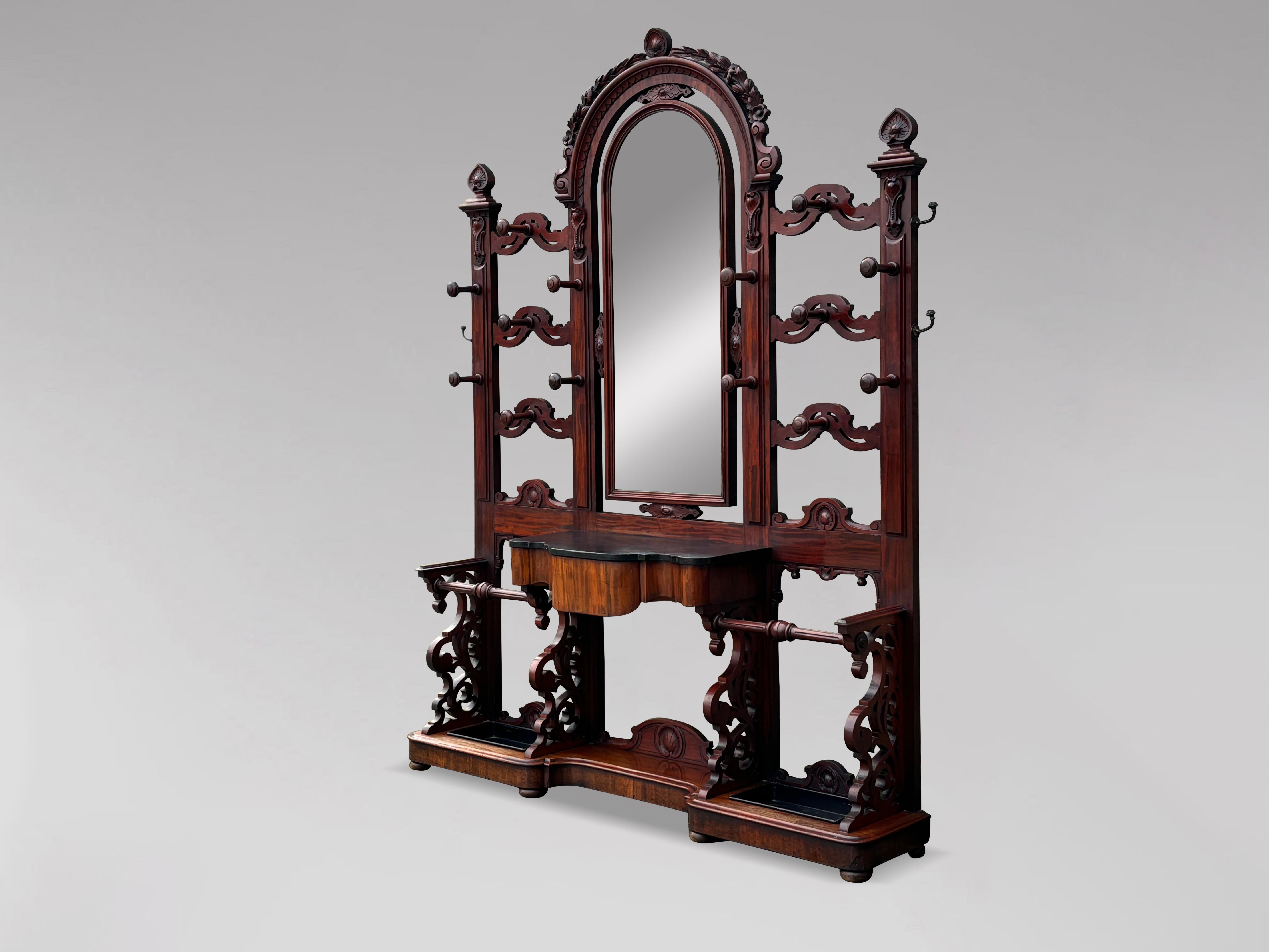 Large 19th Century Victorian Period Hall Stand with Mirror For Sale 7