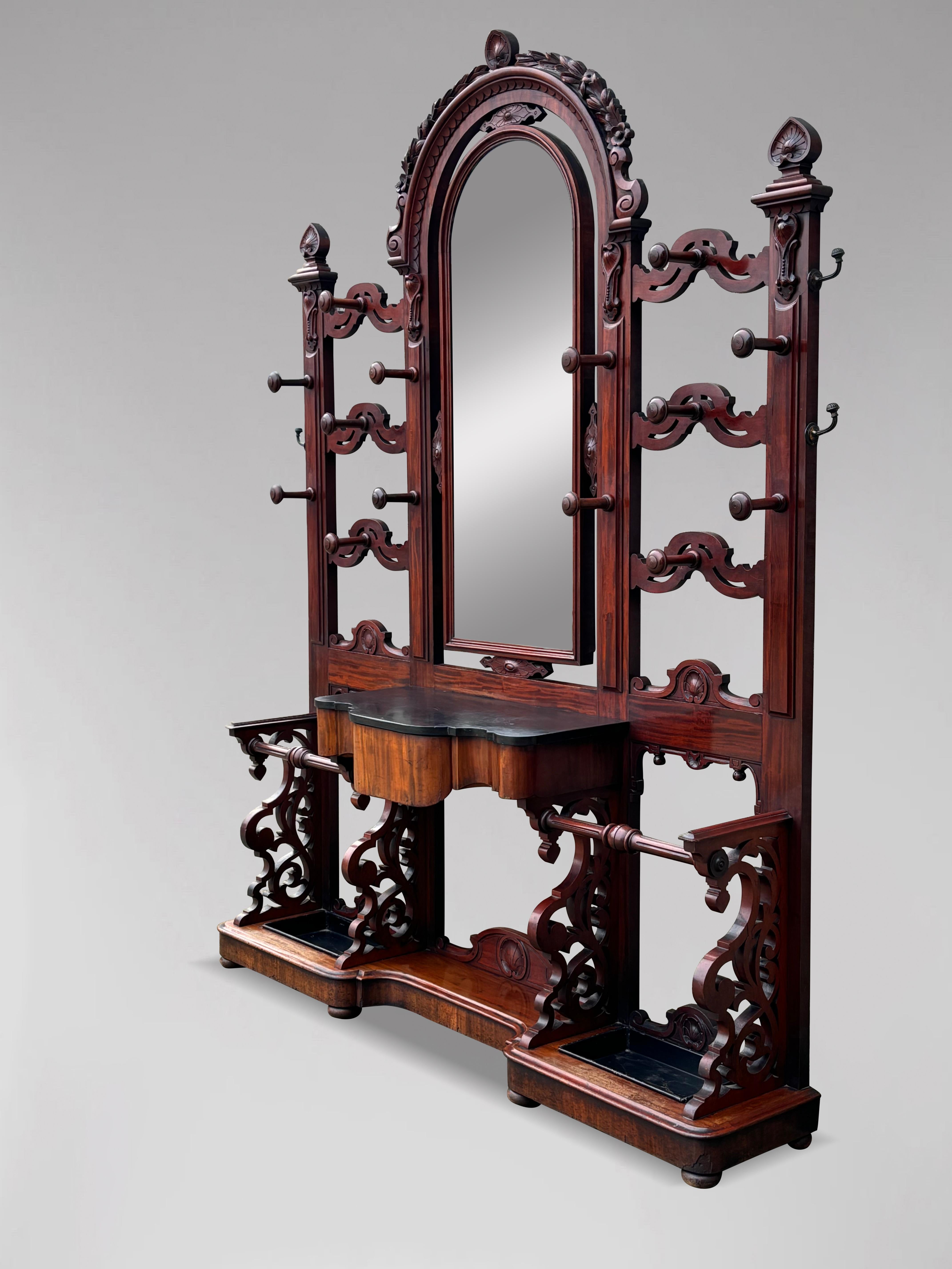 Large 19th Century Victorian Period Hall Stand with Mirror For Sale 2