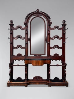 Large 19th Century Victorian Period Mahogany Hall Coat Stand with Mirror