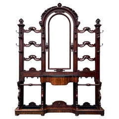 Antique Large 19th Century Victorian Period Mahogany Hall Coat Stand with Mirror