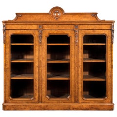 Large 19th Century Victorian Pollard Oak Three-Door Bookcase