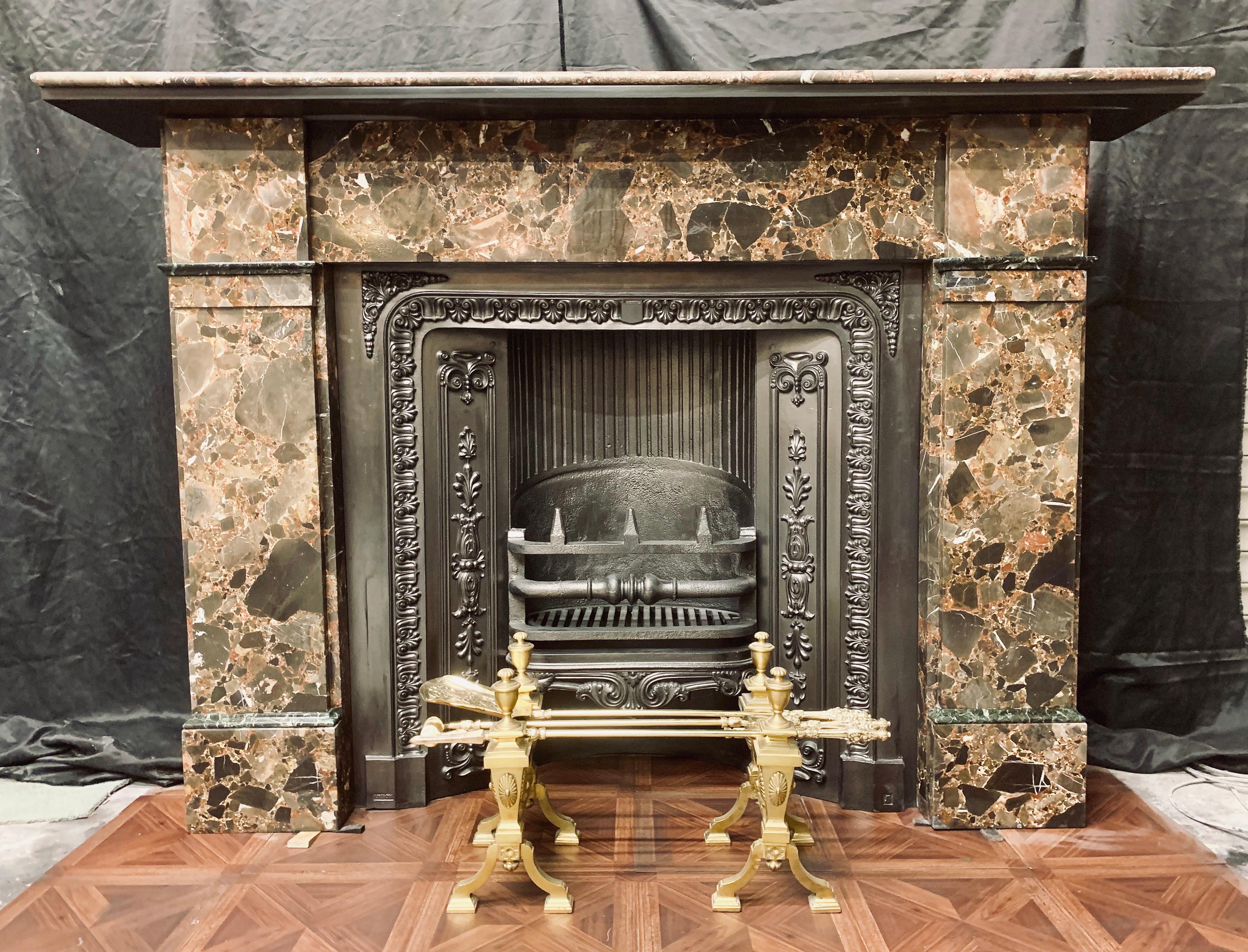 Large 19th Century Victorian Rare Breccia Marble Fireplace Surround 4