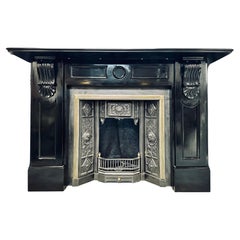 Antique Large 19th Century Victorian Scottish Slate Corbeled Fireplace Surround. 