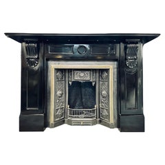 Large 19th Century Victorian Scottish Slate Corbeled Fireplace Surround.