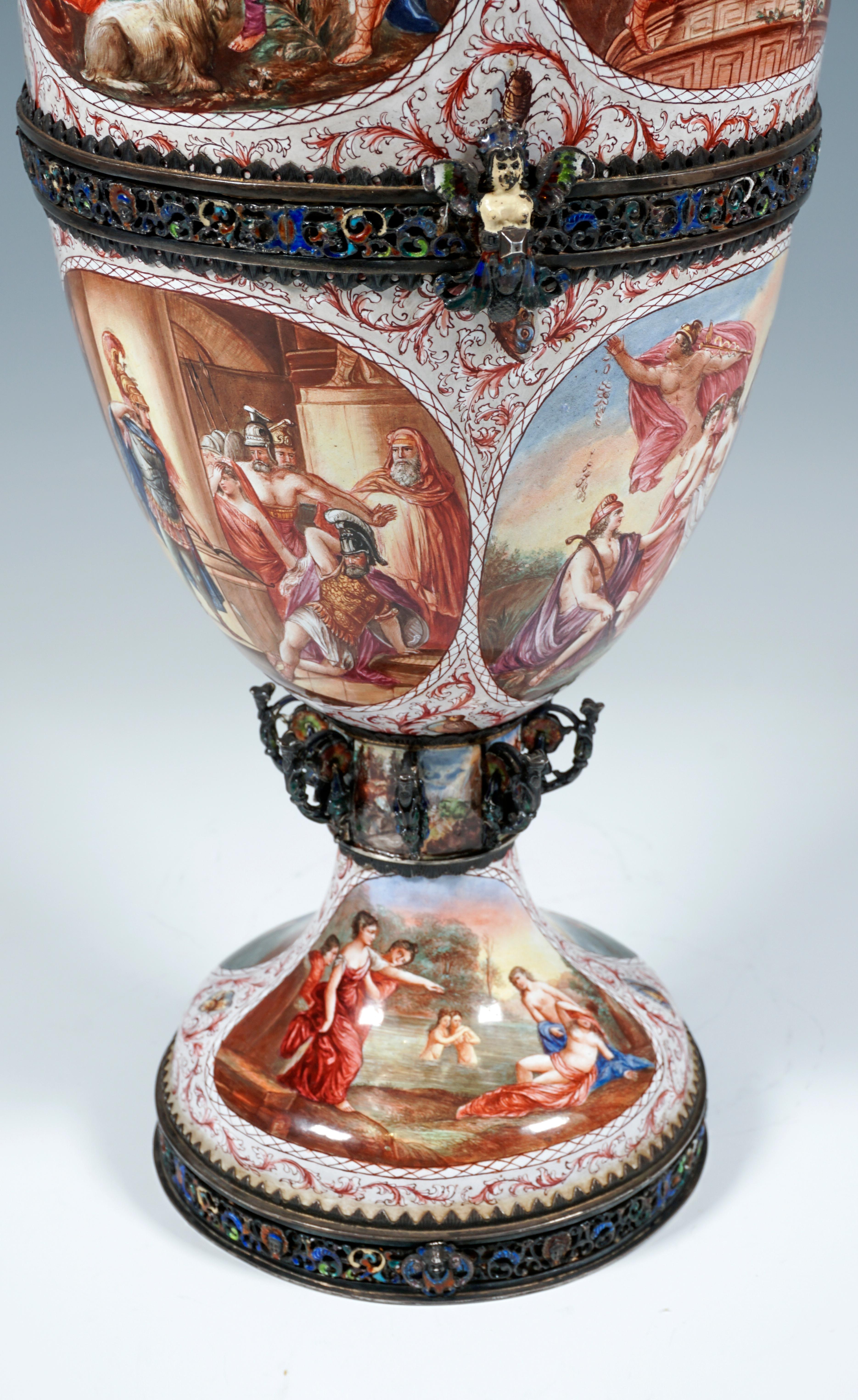 Large 19th Century Viennese Enamel Splendour Goblet with Mythological Decoration 2