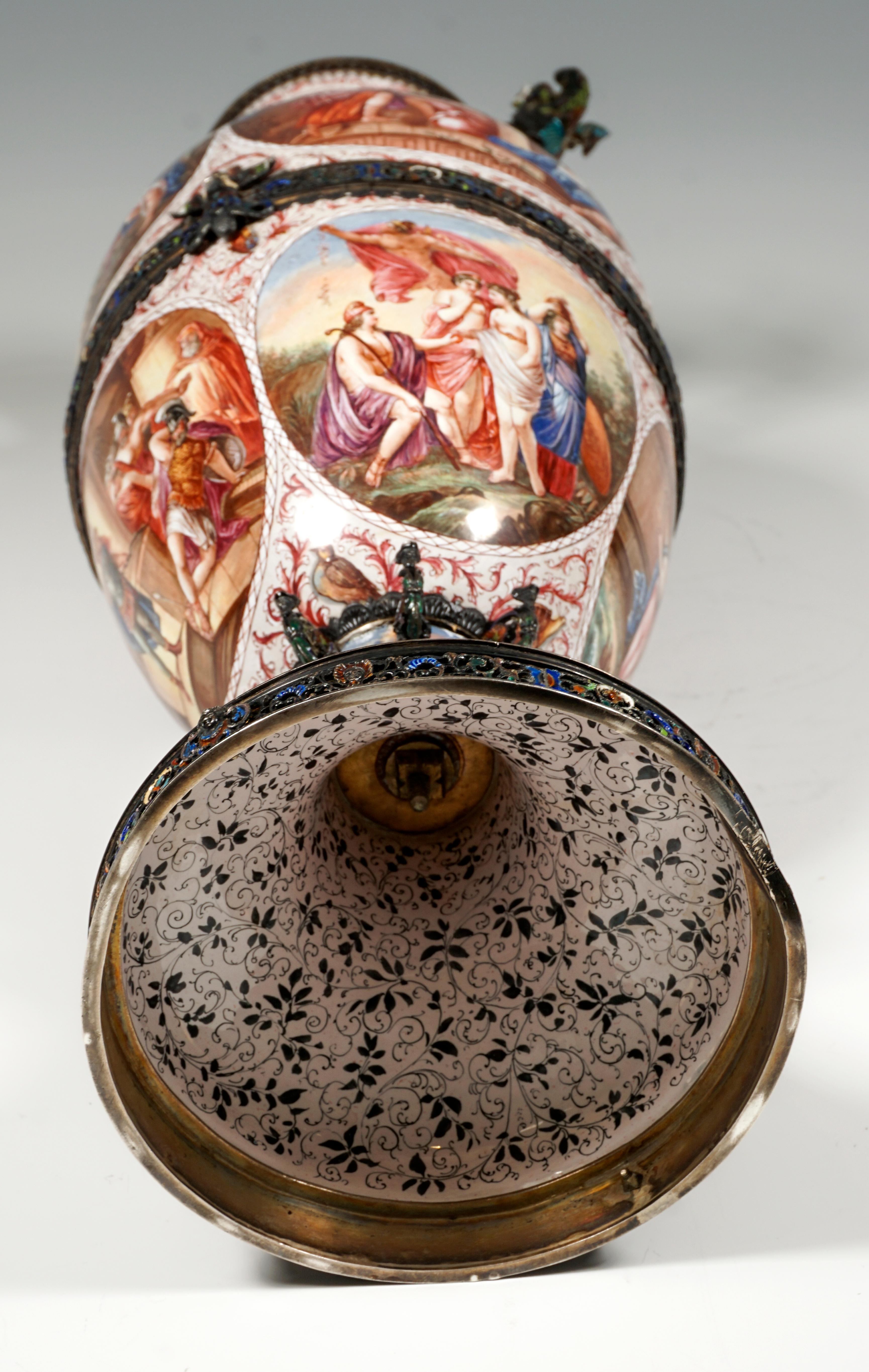 Large 19th Century Viennese Enamel Splendour Goblet with Mythological Decoration 5