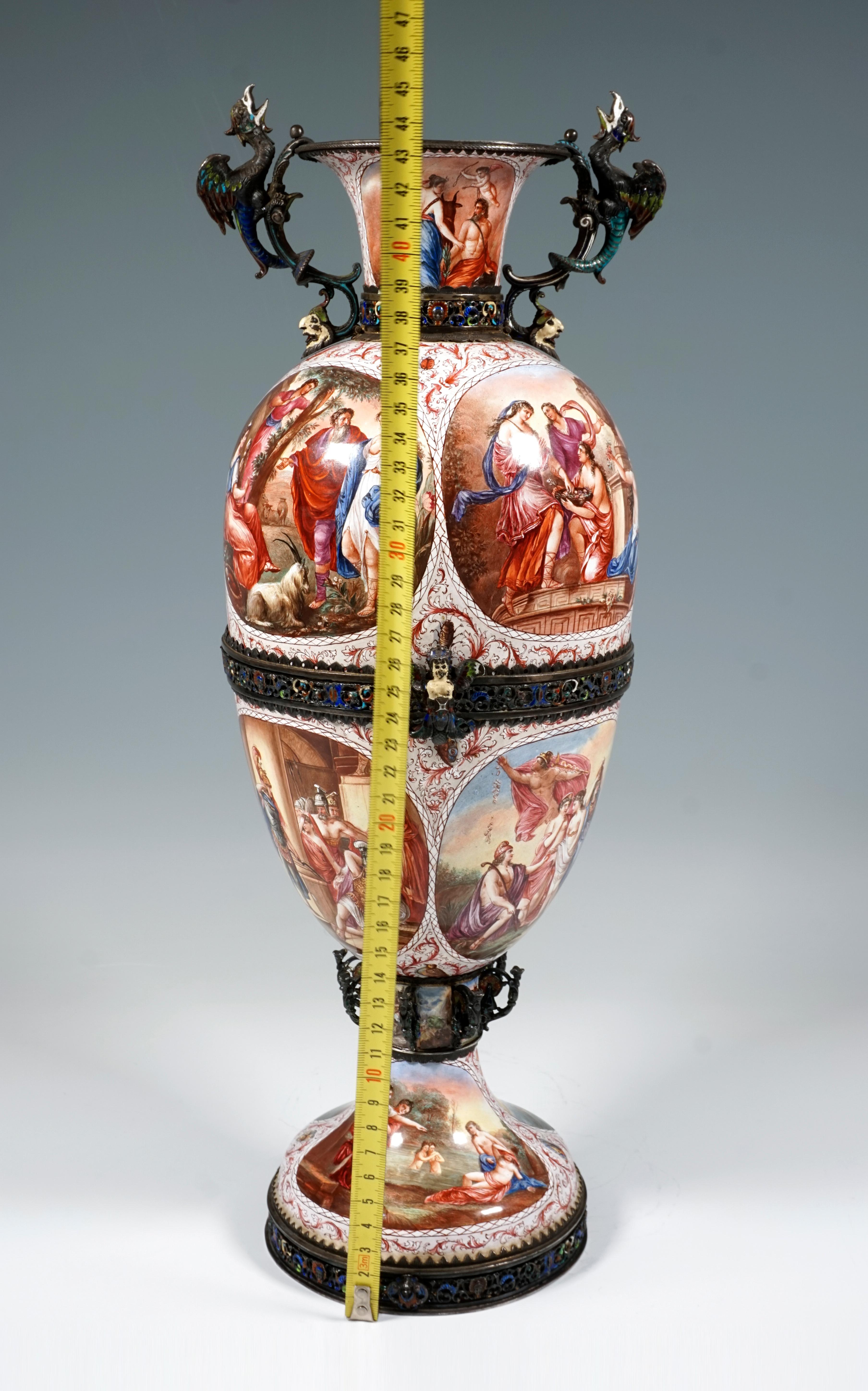 Large 19th Century Viennese Enamel Splendour Goblet with Mythological Decoration 7