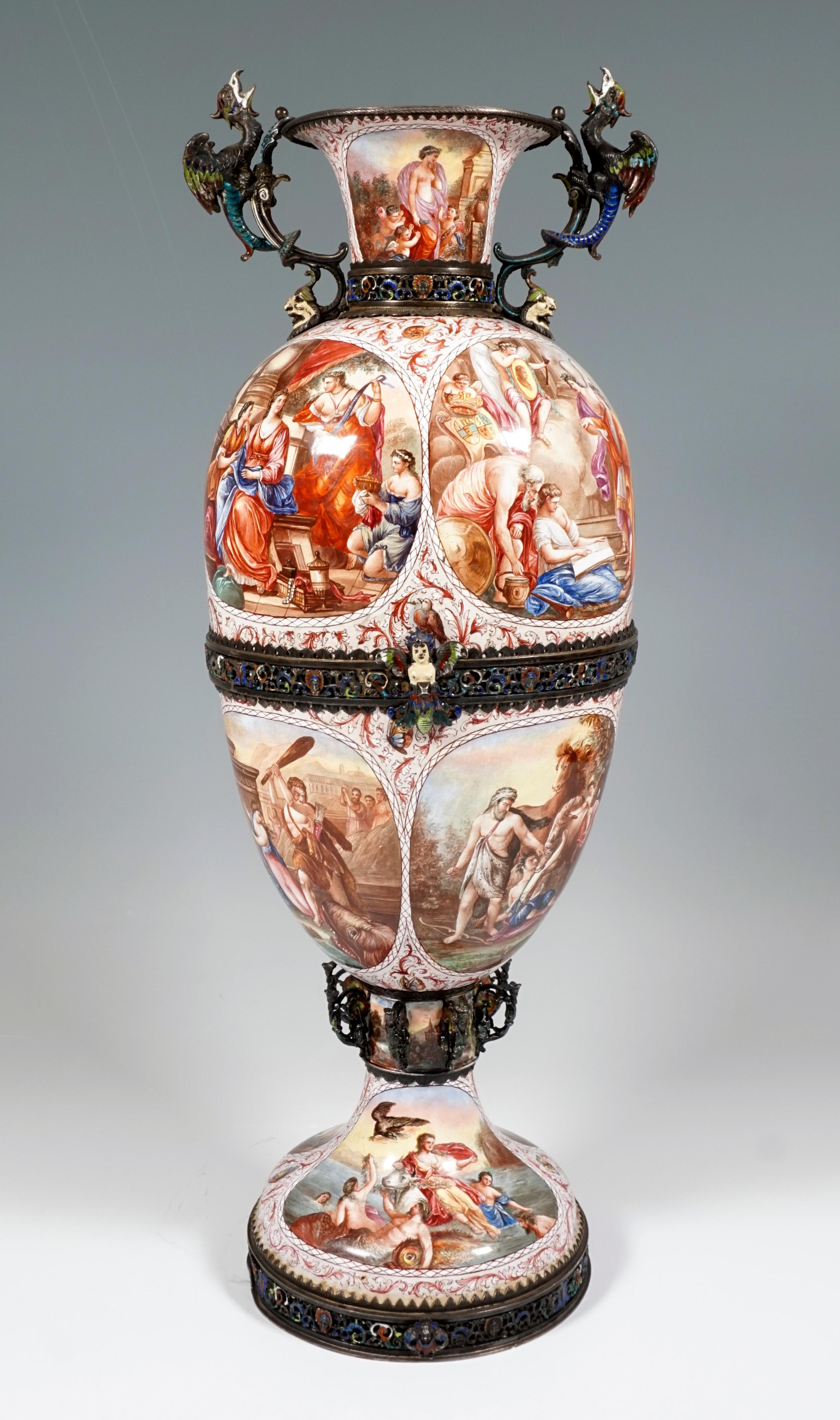 Other Large 19th Century Viennese Enamel Splendour Goblet with Mythological Decoration