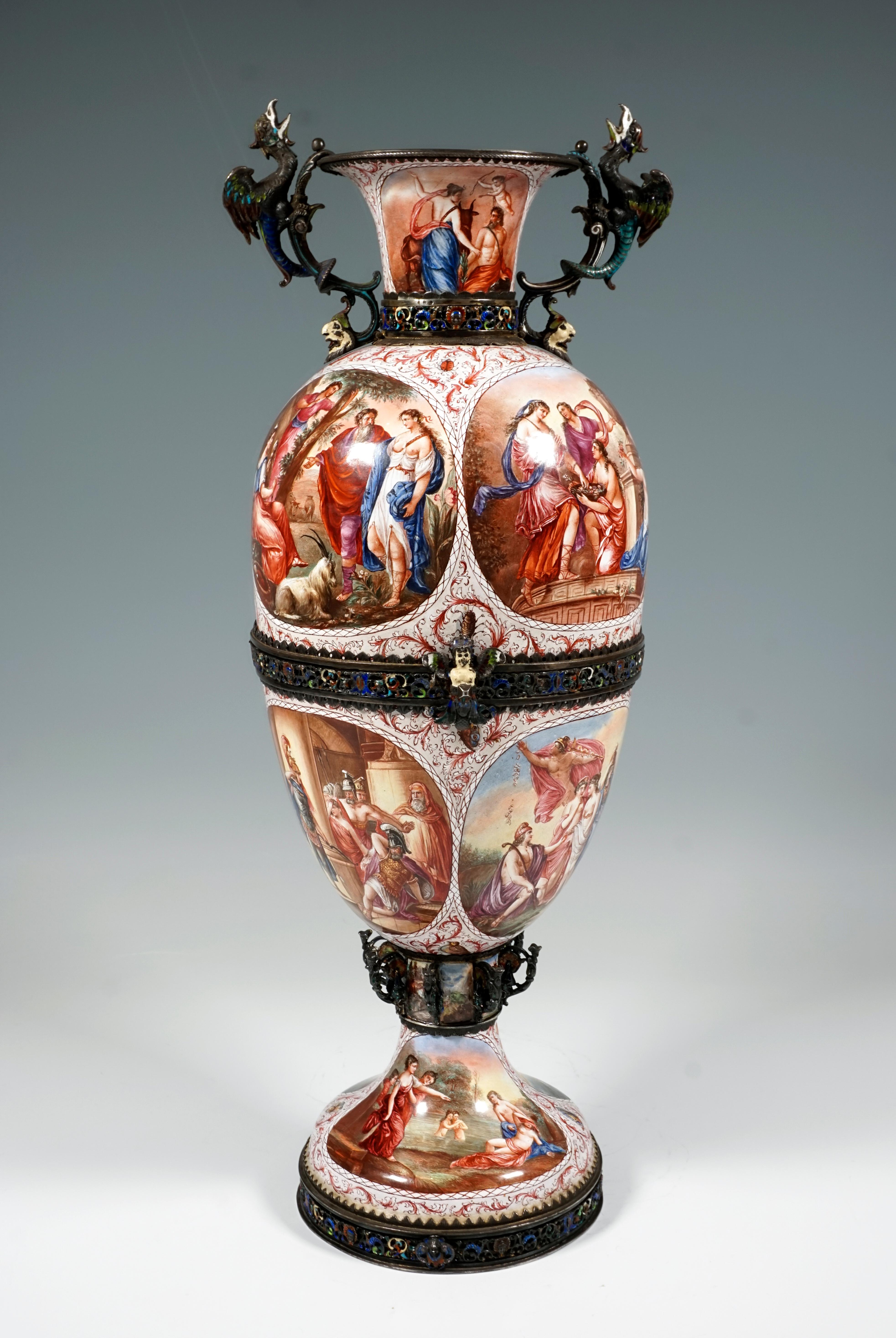Austrian Large 19th Century Viennese Enamel Splendour Goblet with Mythological Decoration