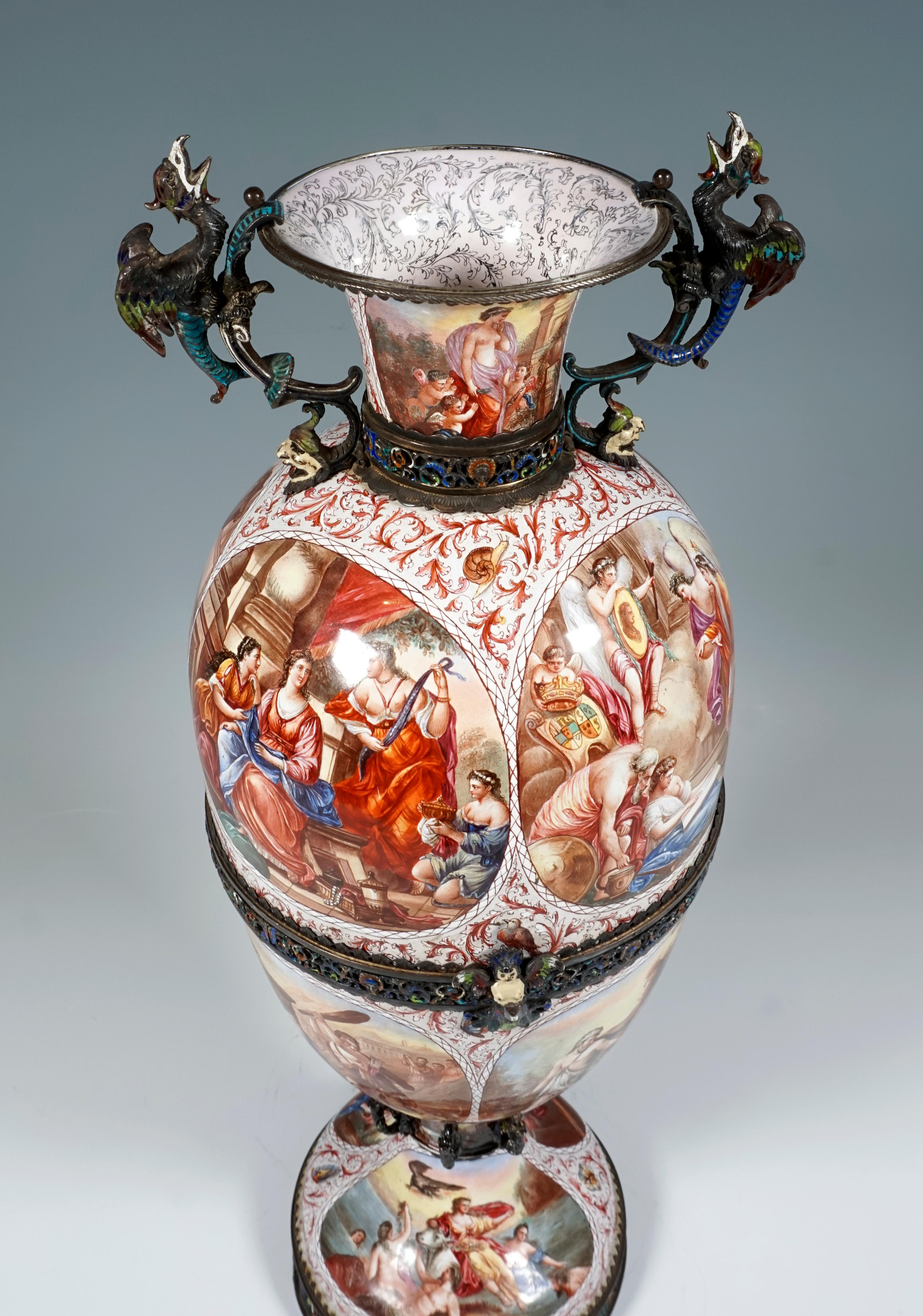 Enameled Large 19th Century Viennese Enamel Splendour Goblet with Mythological Decoration