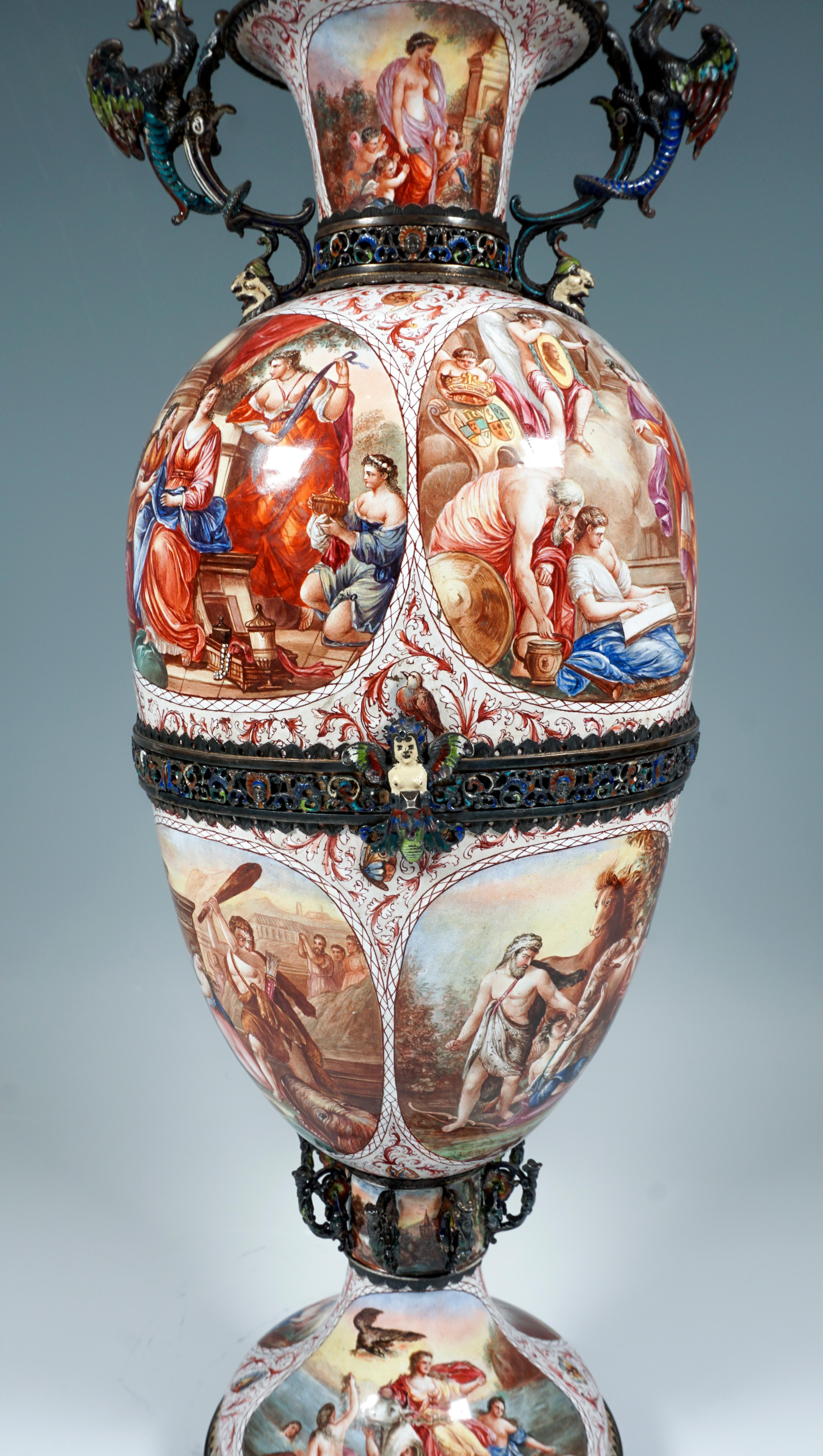 Large 19th Century Viennese Enamel Splendour Goblet with Mythological Decoration 1