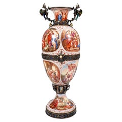 Antique Large 19th Century Viennese Enamel Splendour Goblet with Mythological Decoration