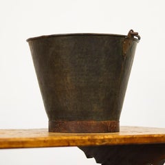 Large 19th century Wabi Sabi Rustic Hammered Copper Bucket with beautiful Patina