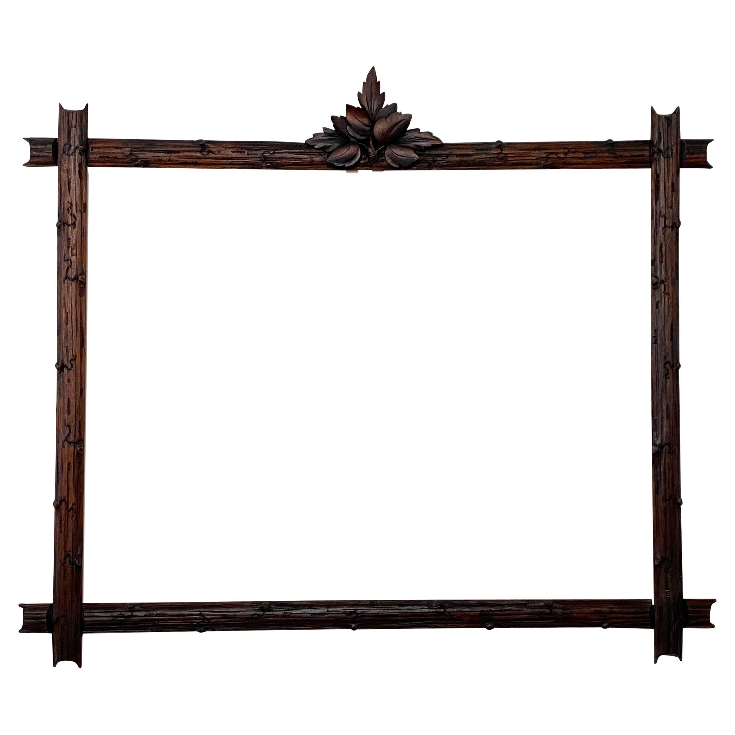 Large 19th Century Walnut Black Forest Painting Frame For Sale