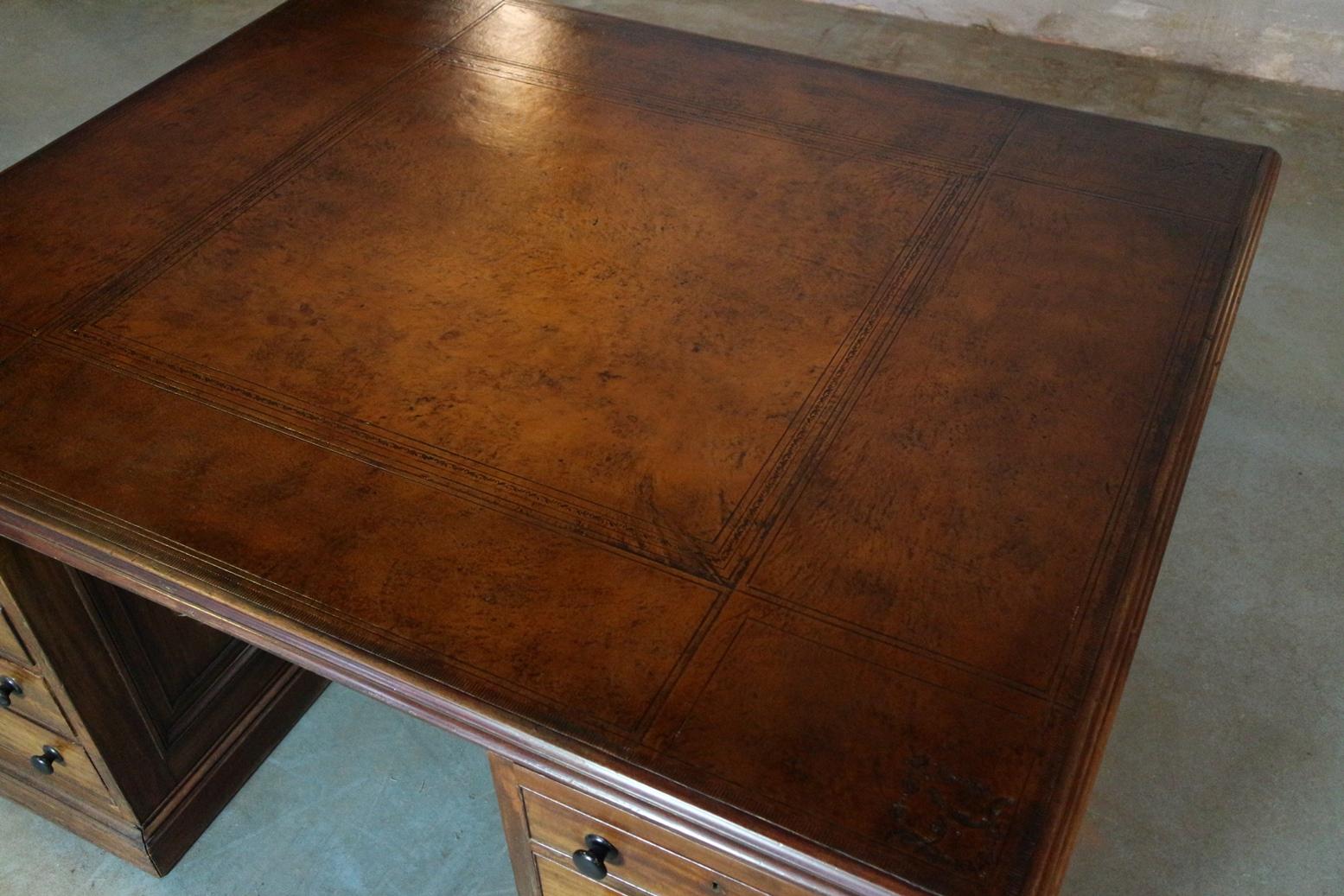 Large 19th Century Walnut Partners Desk 1