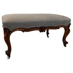 Used Large 19th Century Walnut Upholstered Foot Stool