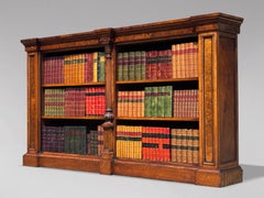 Großes, offenes, niedriges Bücherregal aus Burr-Walnussholz aus der Zeit Wilhelms IV. im 19. Jahrhundert