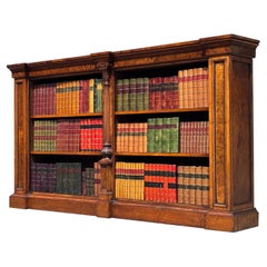 Librería baja y abierta de gran tamaño, del siglo XIX, de la época de Guillermo IV, en nogal de Burr