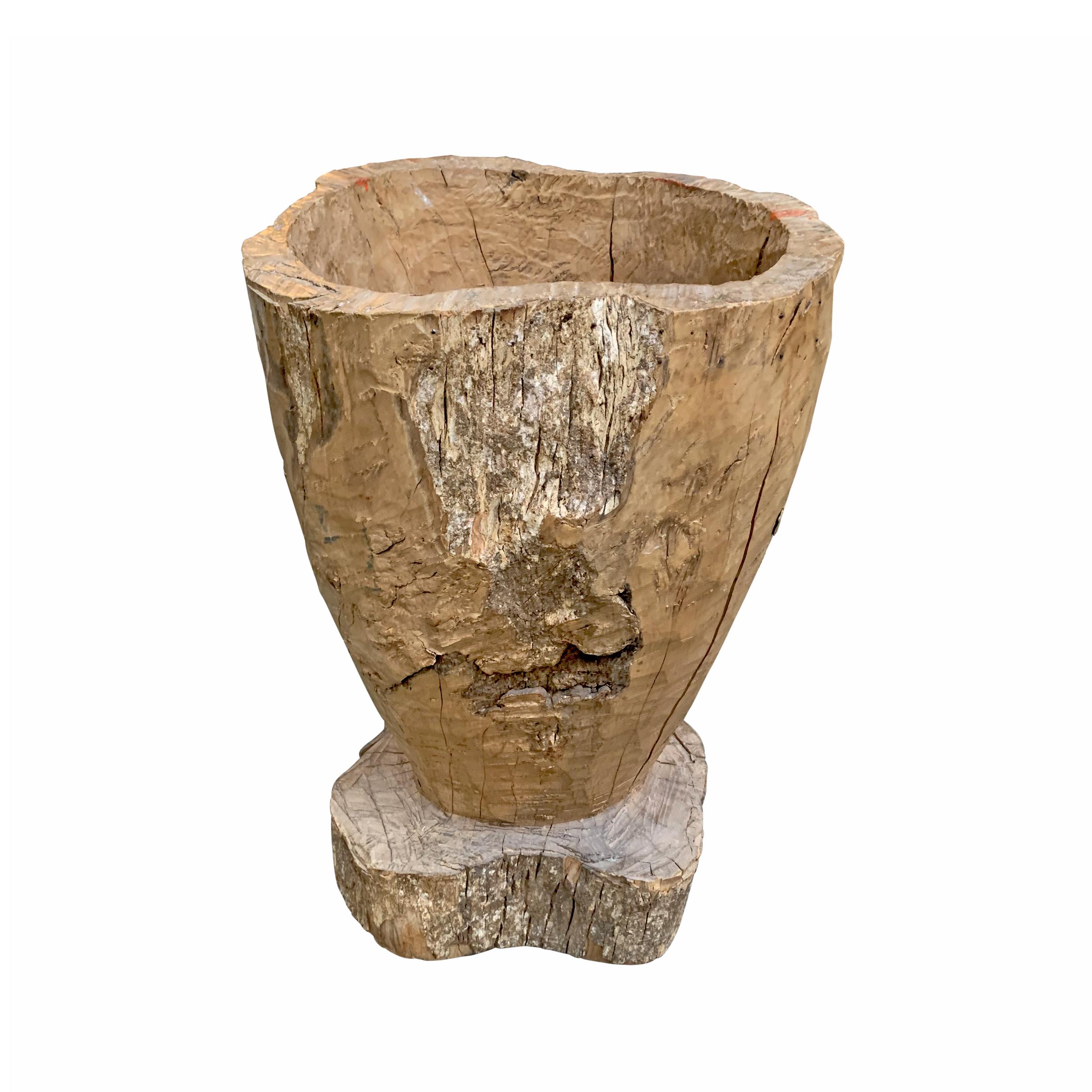 Grande mortaio in legno del XIX secolo In condizioni buone in vendita a Chicago, IL