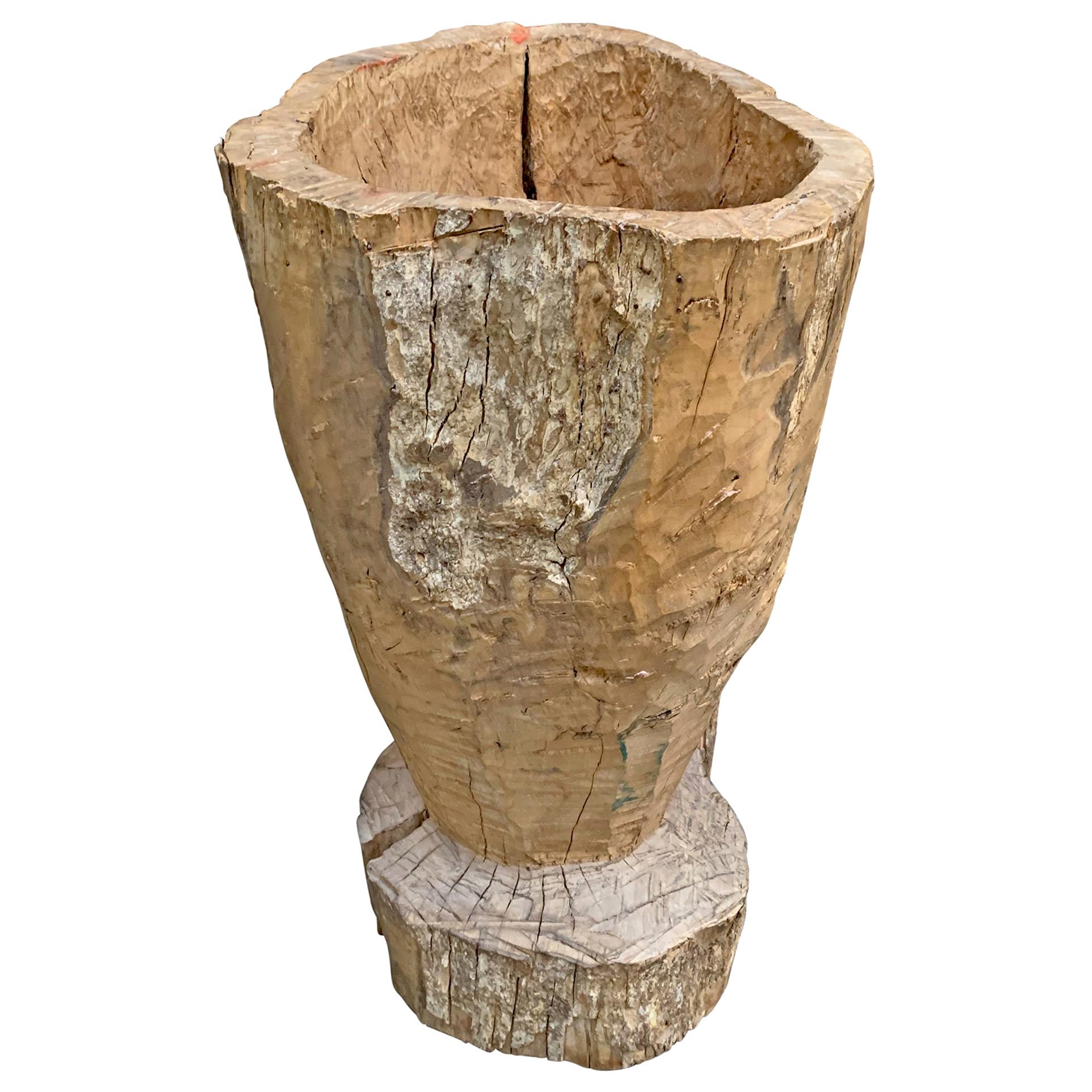 Large 19th Century Wooden Mortar For Sale
