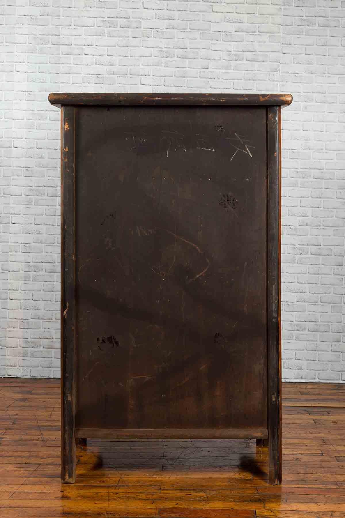Large 19th Century Wooden Wedding Cabinet with Butterfly Hardware For Sale 4