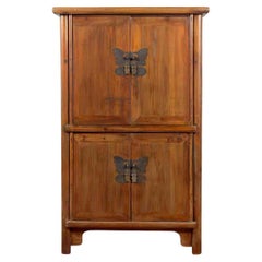 Large 19th Century Wooden Wedding Cabinet with Butterfly Hardware