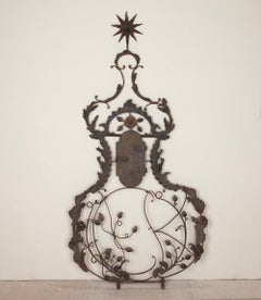 Grand panneau ornemental en fer forgé du 19e siècle