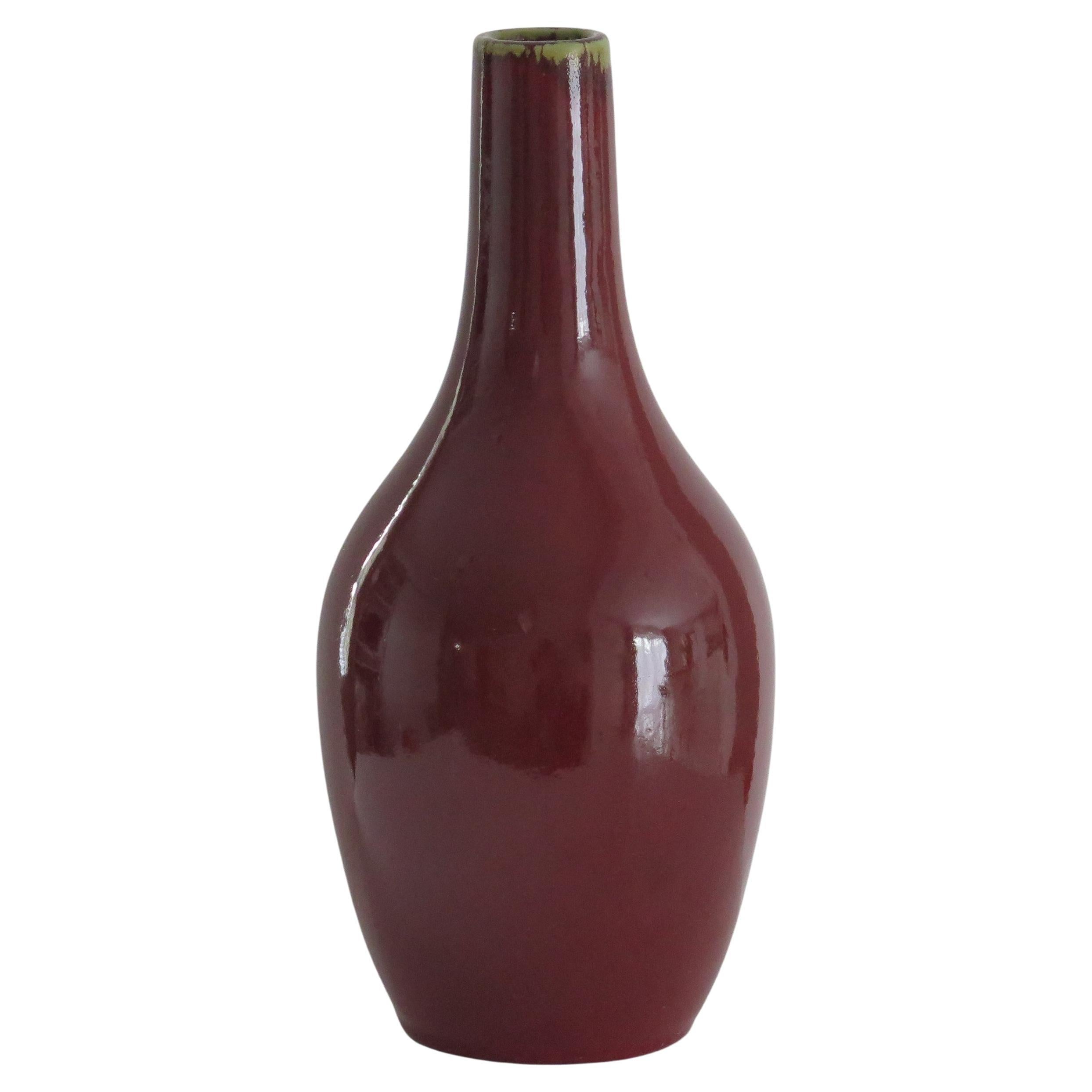 Large 19thC Chinese Export Porcelain Vase  "Sang-de-boeuf" Ox Blood Red, Qing 