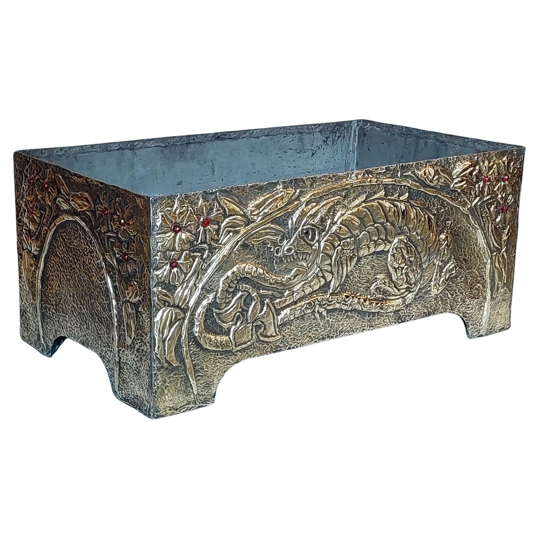 Large 19thC Chinese Zinc Lined Brass Trough Planter