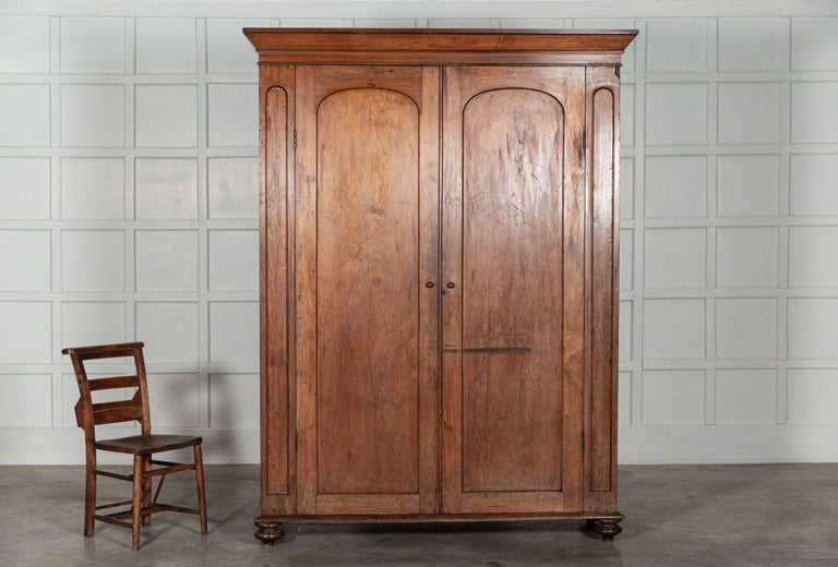 Large 19thC Country House Arched Pine Wardrobe For Sale at 1stDibs