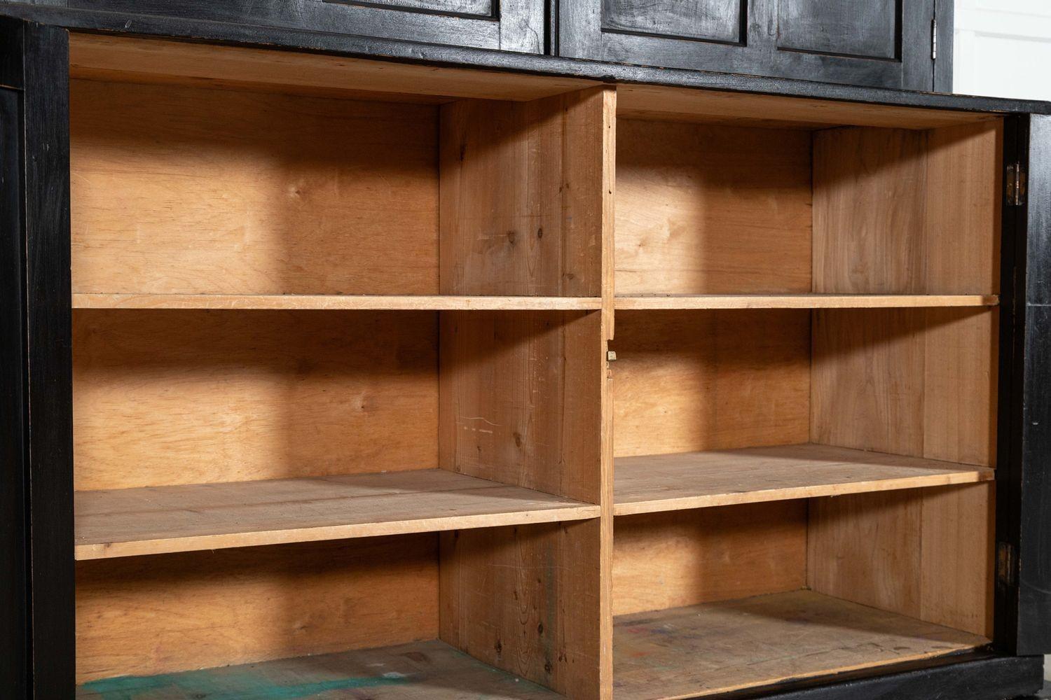Large 19thC Ebonised English Ash Linen Cupboard For Sale 6