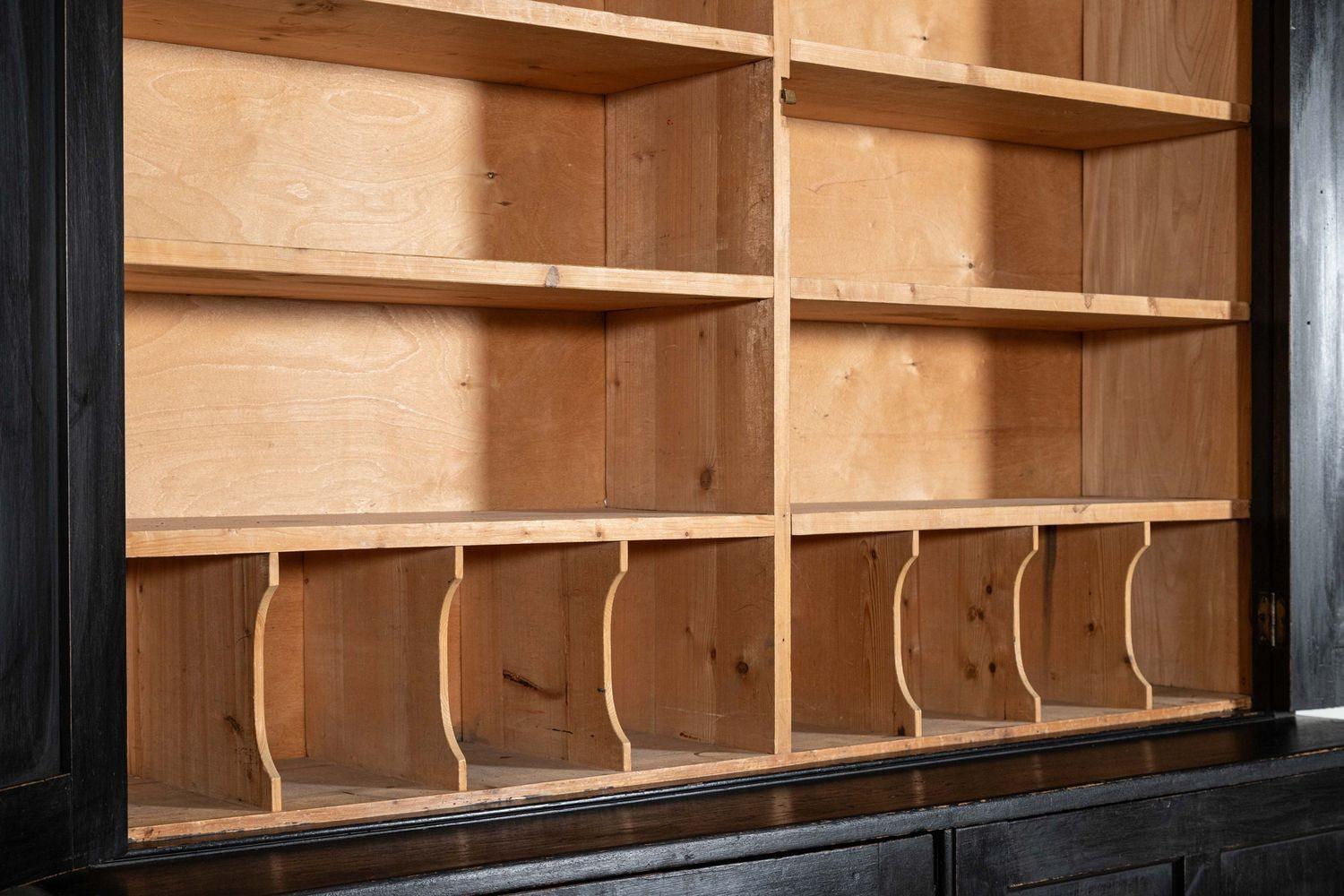 Large 19thC Ebonised English Ash Linen Cupboard For Sale 8