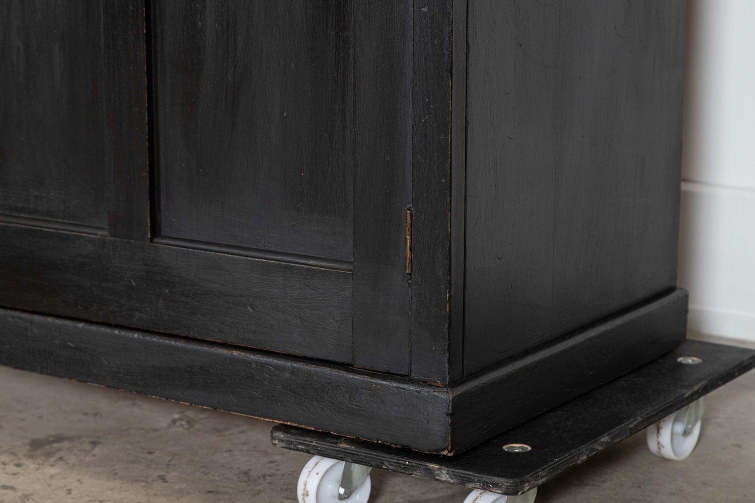 Large 19thC Ebonised English Ash Linen Cupboard For Sale 10