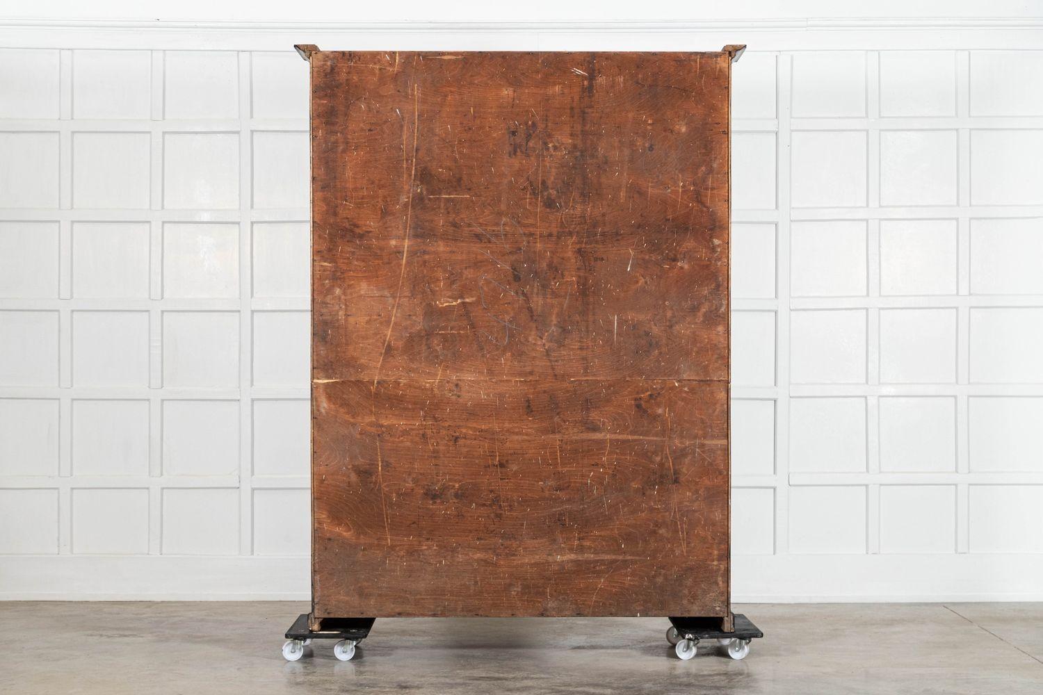 Large 19thC Ebonised English Ash Linen Cupboard For Sale 14