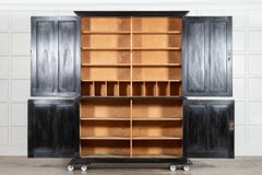 Large 19thC Ebonised English Ash Linen Cupboard