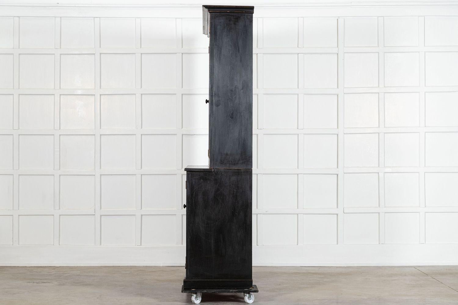 Large 19thC Ebonised English Ash Linen Cupboard For Sale 3