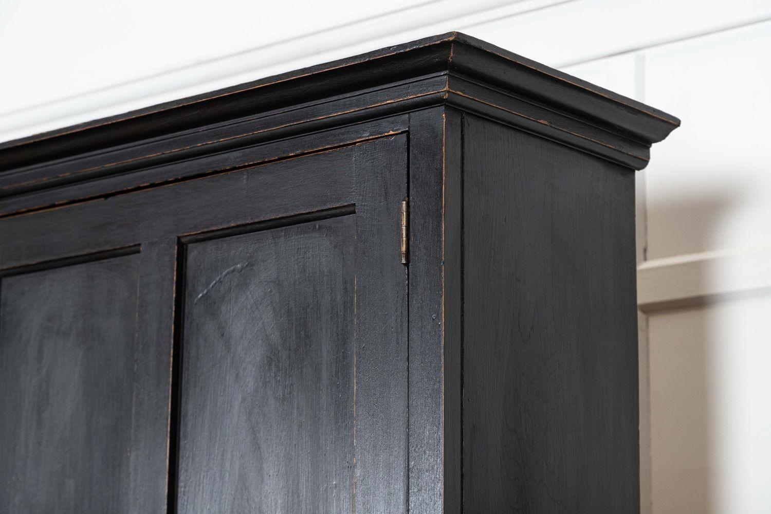 Large 19thC Ebonised English Ash Linen Cupboard For Sale 5